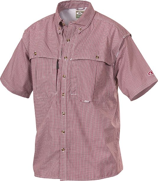 Red drake waterfowl wingshooter's micro plaid shirt short sleeve