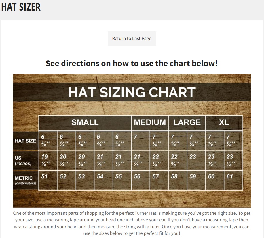 TURNER HAT SIZER