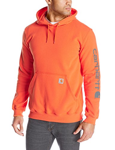 Carhartt Men's Signature Sleeve Logo Midweight Sweatshirt Hooded,orange carhartt men's signature sleeve logo midweight sweatshirt hooded,orange