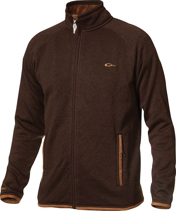 Dw1101-brn drake heritage knitted fleece full zip