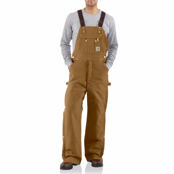 R41 carhartt duck zip-to-thigh bib overall/quilt lined