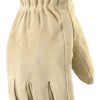 wells lamont 1070l ranch suede split cowhide work gloves, jersey lined, straight thumb, double shirred wrist, large