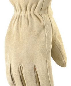 wells lamont 1070l ranch suede split cowhide work gloves, jersey lined, straight thumb, double shirred wrist, large