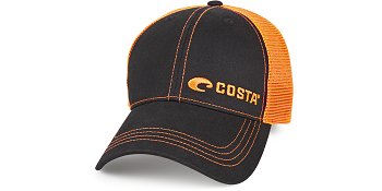 BLACK/NEON ORANGE Costa Del Mar Neon Trucker Twill Hat
