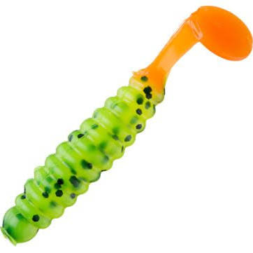 CHARLIE BREWER CRAPPIE SLIDER GRUB CHARTREUSE BLACK ORANGE TAIL CHARLIE BREWER CRAPPIE SLIDER GRUB CHARTREUSE BLACK ORANGE TAIL