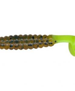 CHARLIE BREWER CRAPPIE SLIDER GRUB PUMPKIN BLACK CHARTRUSE TAIL