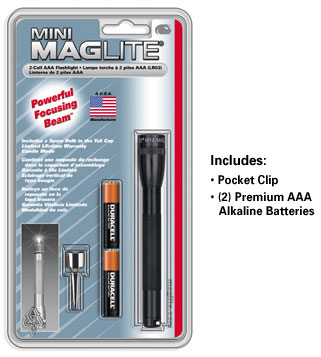 MINI-MAG AAA BLACK FLASHLIGHT MAGLITE MINI-MAG AAA BLACK FLASHLIGHT MAGLITE