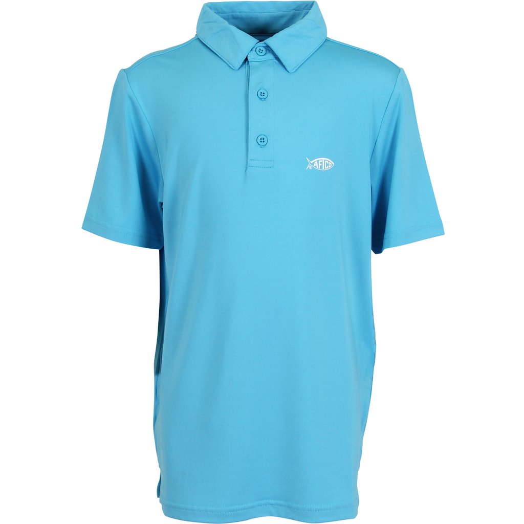 HORIZON BLUE Aftco Youth Wellington Performance Polo Shirt