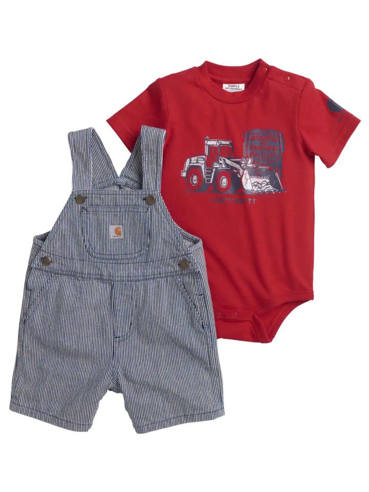 Carhartt Boys' Ticking Stripe Shortall Set Carhartt Boys' Ticking Stripe Shortall Set