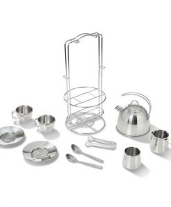 Melissa & Doug Stainless Steel Tea Set and Storage Stand