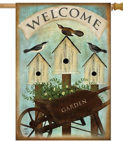 Briarwood Lane Wheelbarrow Welcome House Flag #HFBL-H00597 Briarwood Lane Wheelbarrow Welcome House Flag #HFBL-H00597