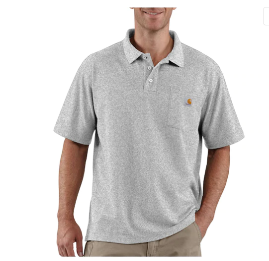 HEATHER GRAY Carhartt Men's Contractors Work Pocket Polo Big & Tall #K570
