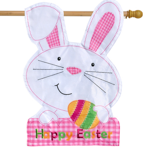 Briarwood Lane Easter Bunny Applique House Flag #H00847 Briarwood Lane Easter Bunny Applique House Flag #H00847