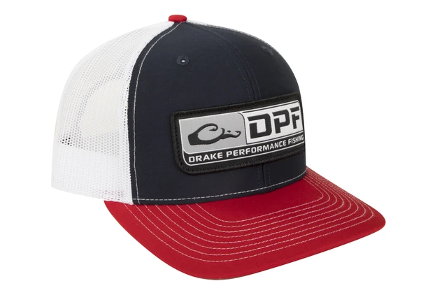 NAVY/WHITE/RED Drake Men's DPF Mesh Back Cap #DPF8030