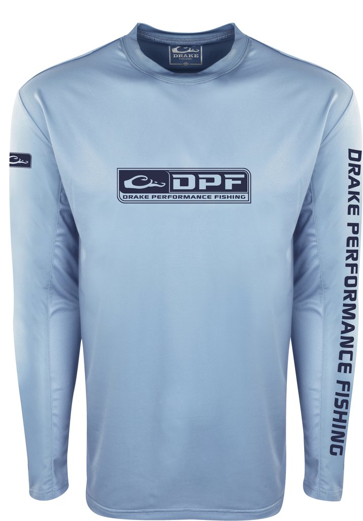 LIGHT BLUE Drake Men's Shield 4 Arched Mesh Back Crew L/S #DPF1200
