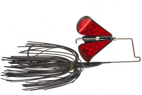 Prototype Lures Guerrilla Buzz 3-8 Oz - Black With Black Blade Red Prism Tape # PGB38-12 Prototype Lures Guerrilla Buzz 3/8 Oz - Black With Black Blade Red Prism Tape # PGB38-12