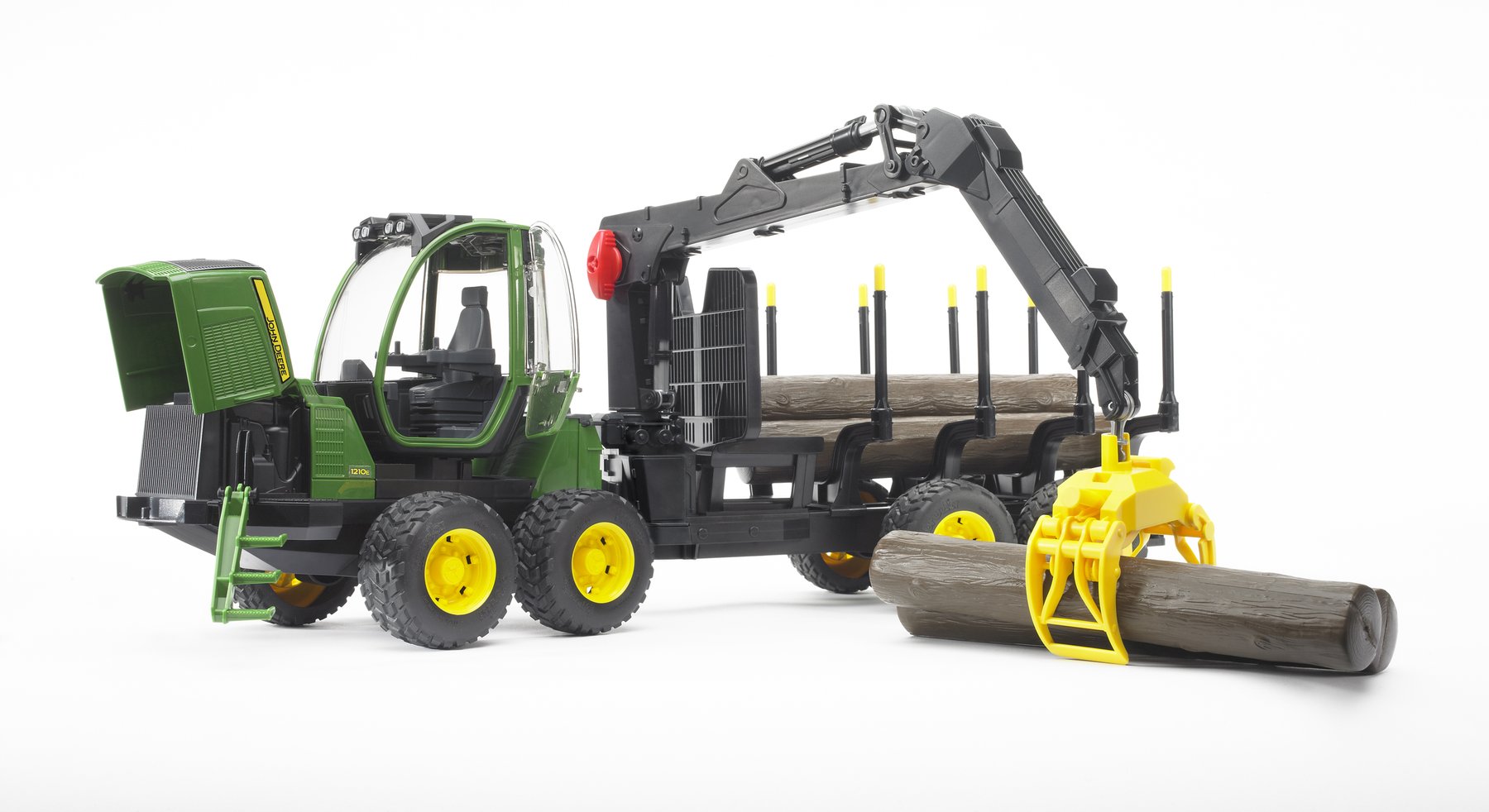 Bruder John Deere 1210E Log Hauler, 4 Trunks and Grabber #BT9805 Bruder John Deere 1210E Log Hauler, 4 Trunks and Grabber #BT9805