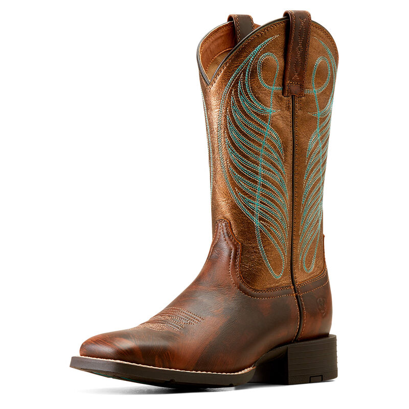 Ariat Women's Round Up Wide Square Toe Western Boot - Yukon Brown #10016317 Ariat Women's Round Up Wide Square Toe Western Boot - Yukon Brown #10016317
