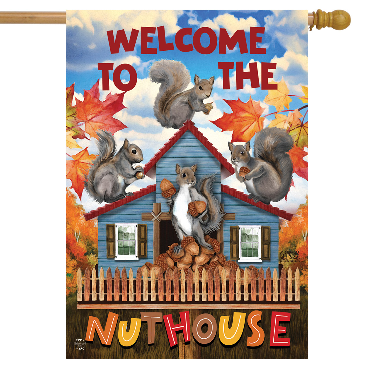 Briarwood Lane Nuthouse House Flag #H01343 Briarwood Lane Nuthouse House Flag #H01343