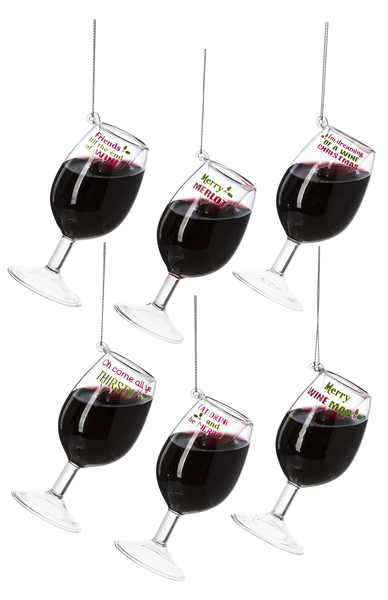 Ganz Wine Glass Ornaments With Hangtag #EX24075 Ganz Wine Glass Ornaments With Hangtag #EX24075