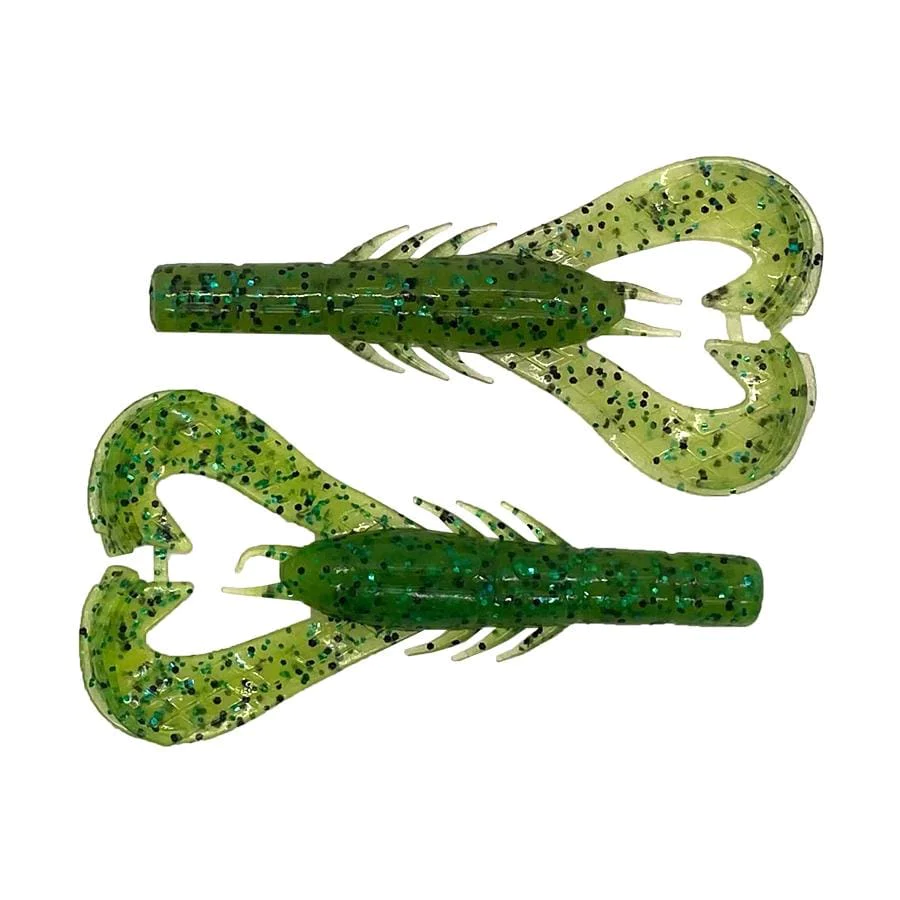 Googan Squad Kickin' Craw 4 - Chartreuse Pepper Green #GKC-CPG Googan Squad Kickin' Craw 4" - Chartreuse Pepper Green #GKC-CPG
