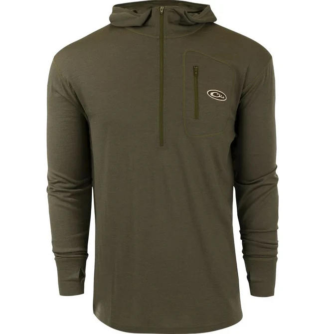 Drake Men's Merino Wool Half Zip With Hood #DW2865 Drake Men's Merino Wool Half Zip With Hood #DW2865