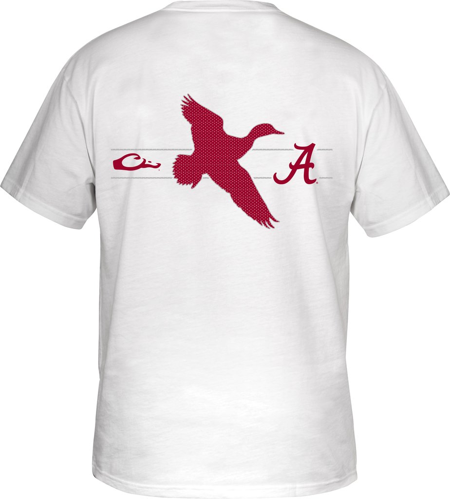 WHITE Drake Men's Alabama Drake & School Logo Tee #SD-ALA-9010