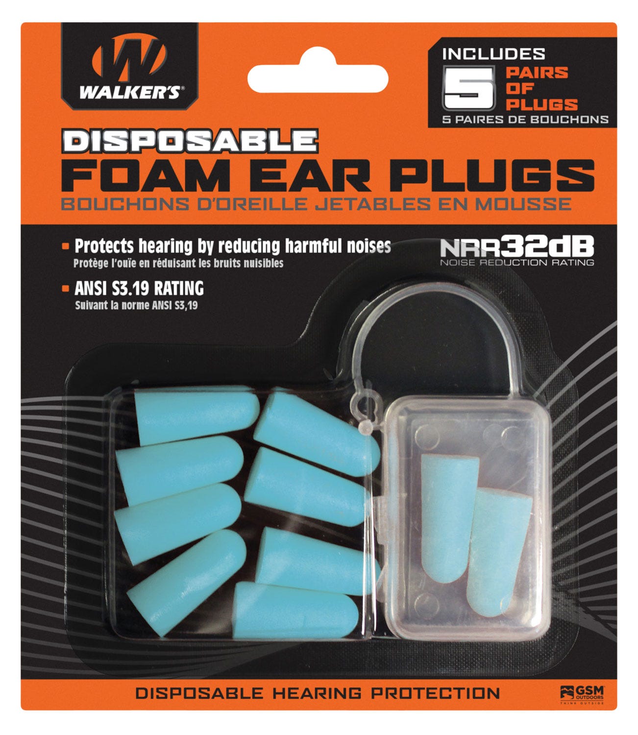 Walker's Disposable Foam Ear Plugs #GWP-FP-5PK-TL Walker's Disposable Foam Ear Plugs #GWP-FP-5PK-TL