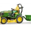 Bruder Bworld John Deere Lawn Tractor w/ Trailer and Figure #BT9824