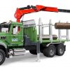 Bruder MACK Granite Timber Truck w/ Loading Crane & 3 Trunks #BT2824