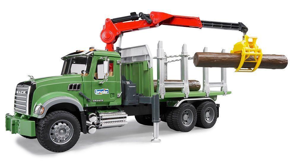 Bruder MACK Granite Timber Truck w/ Loading Crane & 3 Trunks #BT2824 Bruder MACK Granite Timber Truck w/ Loading Crane & 3 Trunks #BT2824