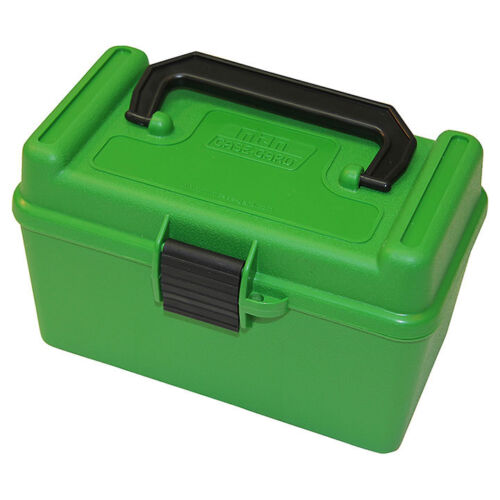 MTM Deluxe Ammo Box 50 Round Handle - Green #026057205106 MTM Deluxe Ammo Box 50 Round Handle - Green #026057205106