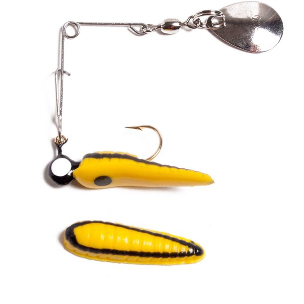 Betts Tackle Spin Grub Spinnerbait 1-32 Oz - Yellow Black Stripe #021GR38N Betts Tackle Spin Grub Spinnerbait 1/32 Oz - Yellow Black Stripe #021GR38N