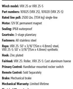 Warn VRX 2500LB Winch #101020