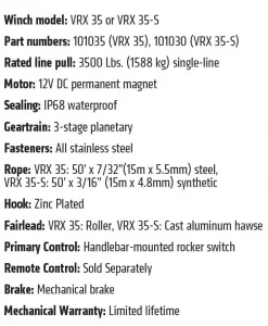 Waen VRX 3500LB Winch #101035