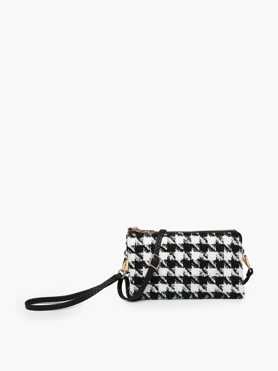 Jen & Co Riley Crossbody Houndstooth #M013HDST-BKWT Jen & Co Riley Crossbody Houndstooth #M013HDST-BKWT