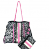 Girlie Girl Neoprene Tote Bag - Leopard Grey Pink Stripe #NP-4500