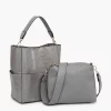 Jen & Co Abby Lizard Bucket Bag Grey