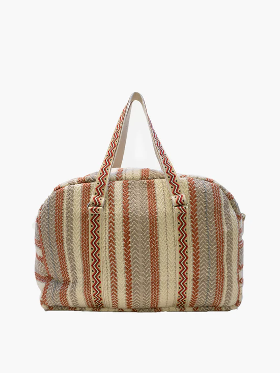 Jen & Co Hope Striped Weekender Rust Bag Jen & Co Hope Striped Weekender Rust Bag