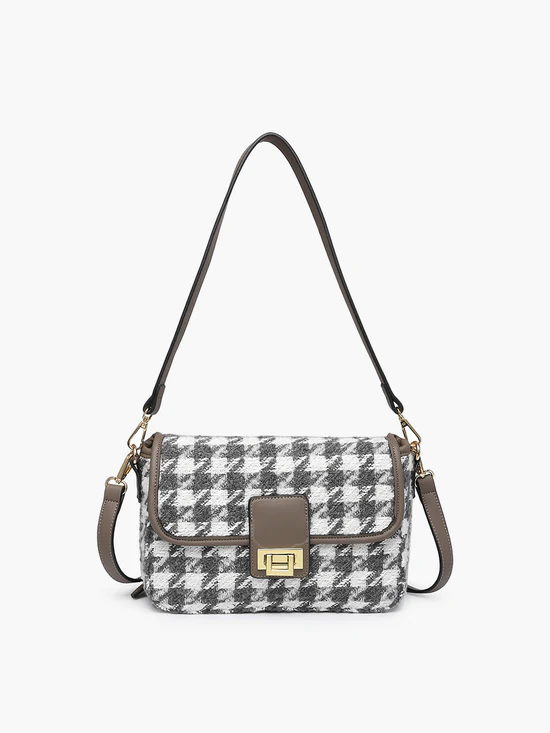 Jen & Co Elodie Houndstooth Crossbody Grey/White Jen & Co Elodie Houndstooth Crossbody Grey/White