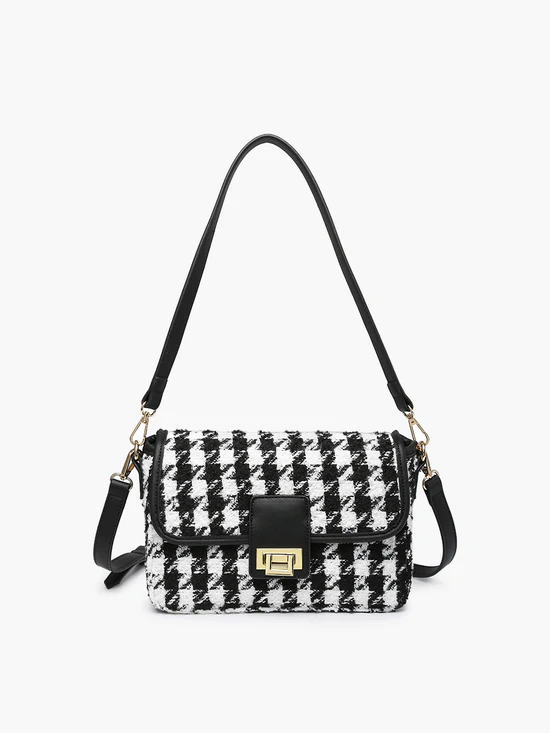 Jen & Co Elodie Houndstooth Crossbody Black/White Jen & Co Elodie Houndstooth Crossbody Black/White
