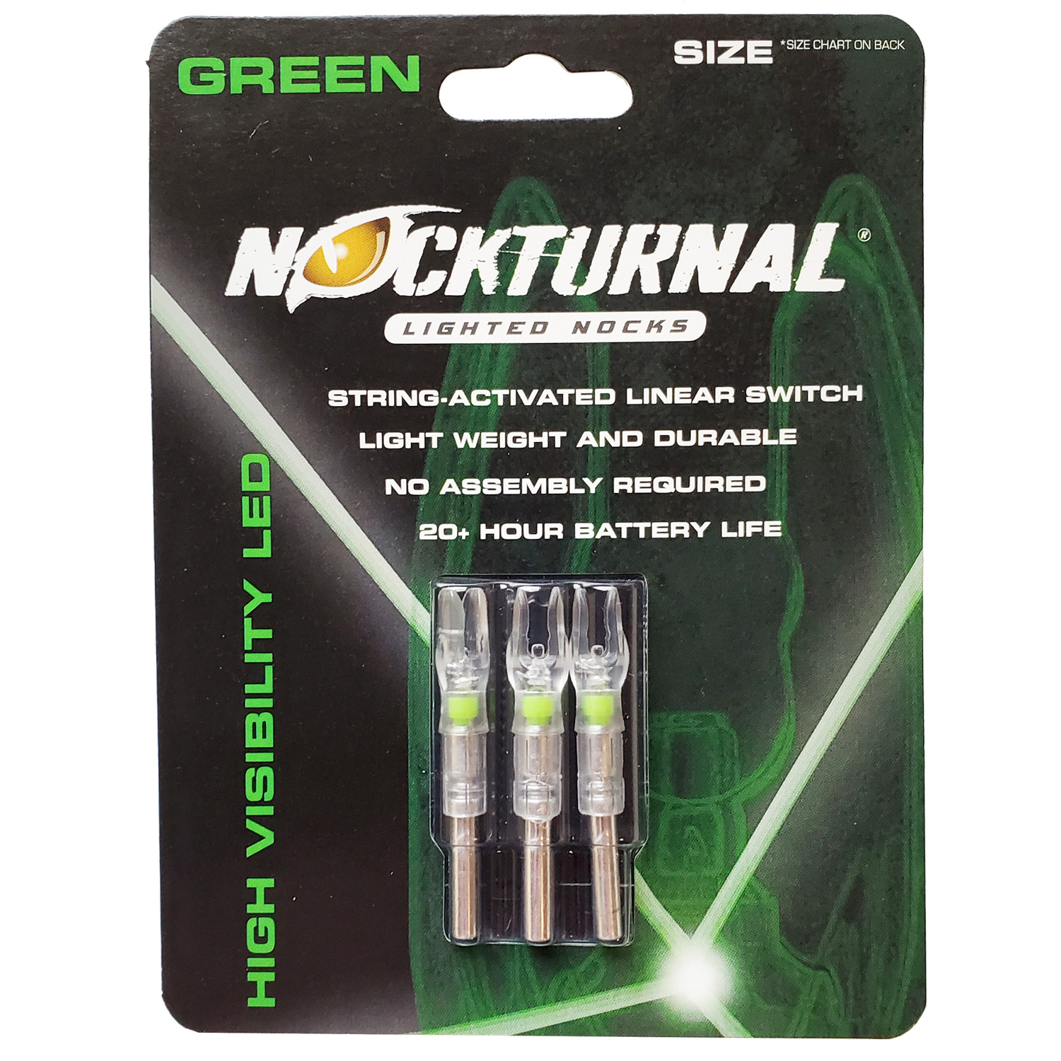 Nockturnal GT Green Lighted Nock 3 Pack #NT-105 Nockturnal GT Green Lighted Nock 3 Pack #NT-105
