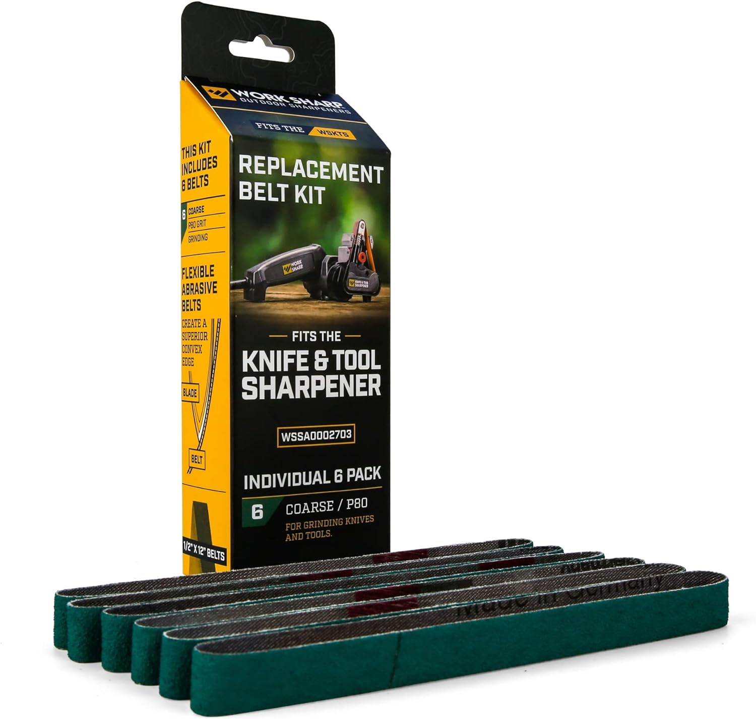 Work Sharp Knife And Tool Sharpener P80 Extra Coarse Grit Replacement Belt Kit #WSSA0002703 Work Sharp Knife And Tool Sharpener P80 Extra Coarse Grit Replacement Belt Kit #WSSA0002703