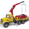 Bruder MACK Granite Tow Truck W/Roadster #02829