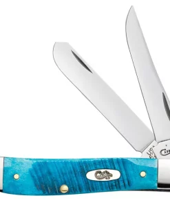 Case Knife Sawcut Jig Caribbean Blue Bone Mini Trapper #02838