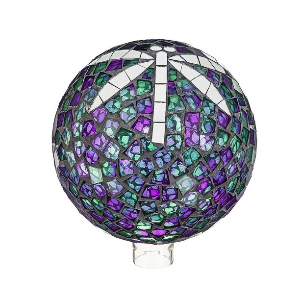 Evergreen 10' Mosaic Glass Gazing Ball, Dragonfly #84G3962 Evergreen 10" Mosaic Glass Gazing Ball, Dragonfly #84G3962