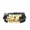 Fouray Fashion 4 Piece Black/Gold Bracelet #B135BK