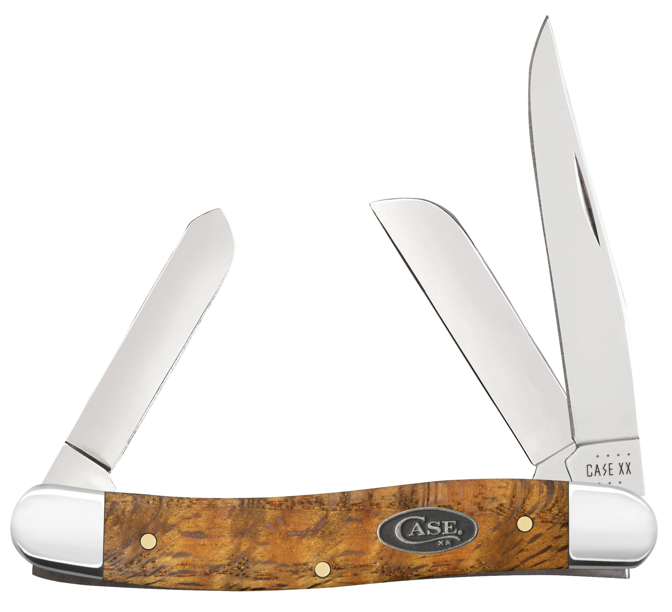 Case Knife Yellow Curly Oak Medium Stockman #47122 Case Knife Yellow Curly Oak Medium Stockman #47122
