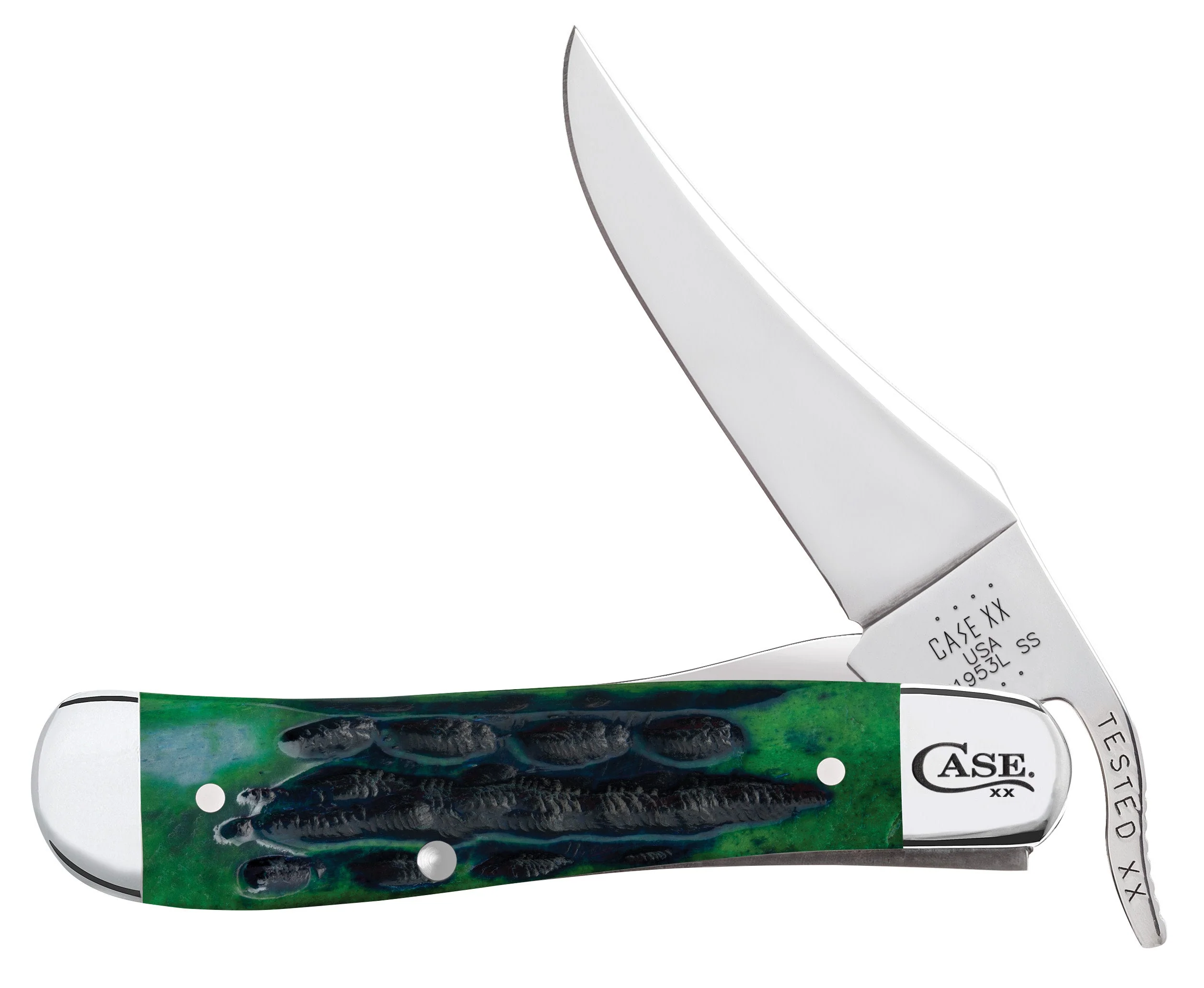 Case Knife Deep Canyon Jig Hunter Green Bone RussLock #75838 Case Knife Deep Canyon Jig Hunter Green Bone RussLock #75838