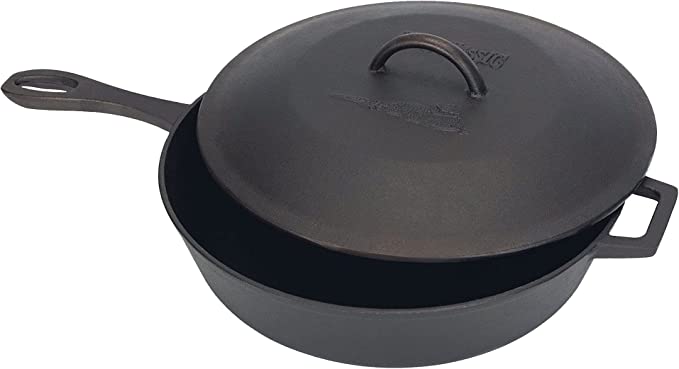 Bayou Classic 5QT Cast Iron Skillet With Self Basting Lid Features #7445 Bayou Classic 5QT Cast Iron Skillet With Self Basting Lid Features #7445